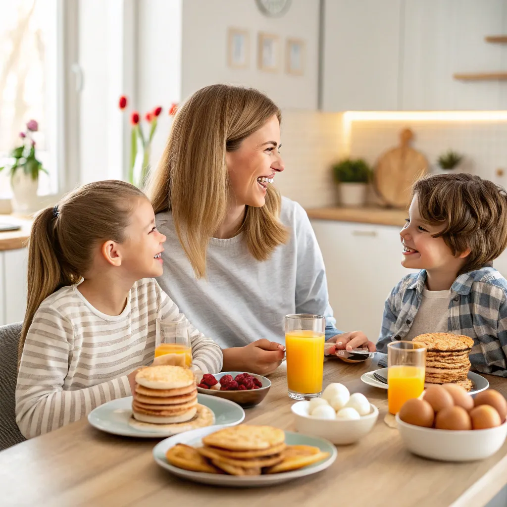 Family enjoying breakfast together